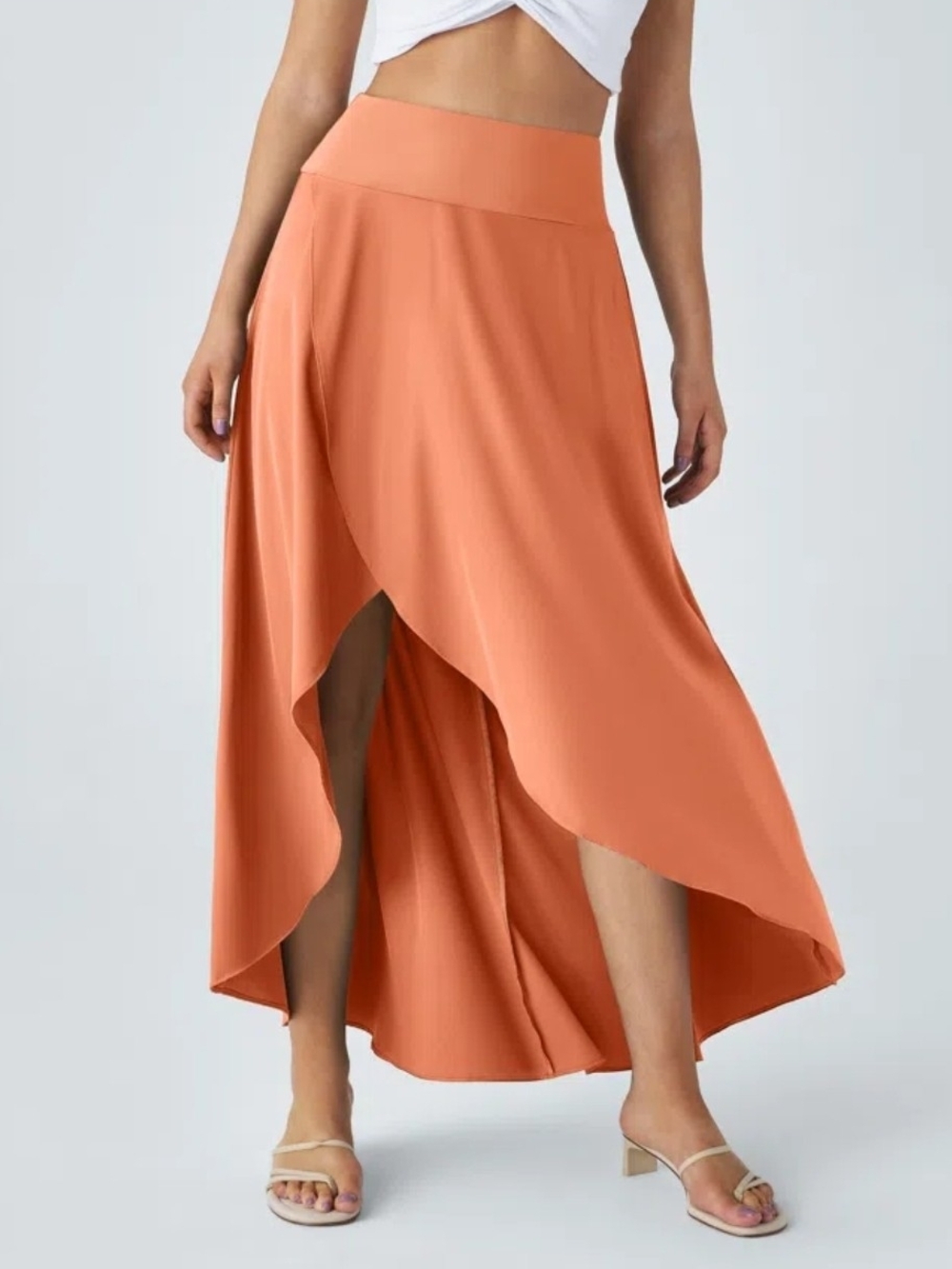 Halara Breezeful High Waisted Asymmetric Ruffle High Low Skirt M Resort